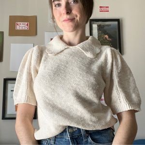 Knit Peter Pan Collar Short Sleeve Sweater